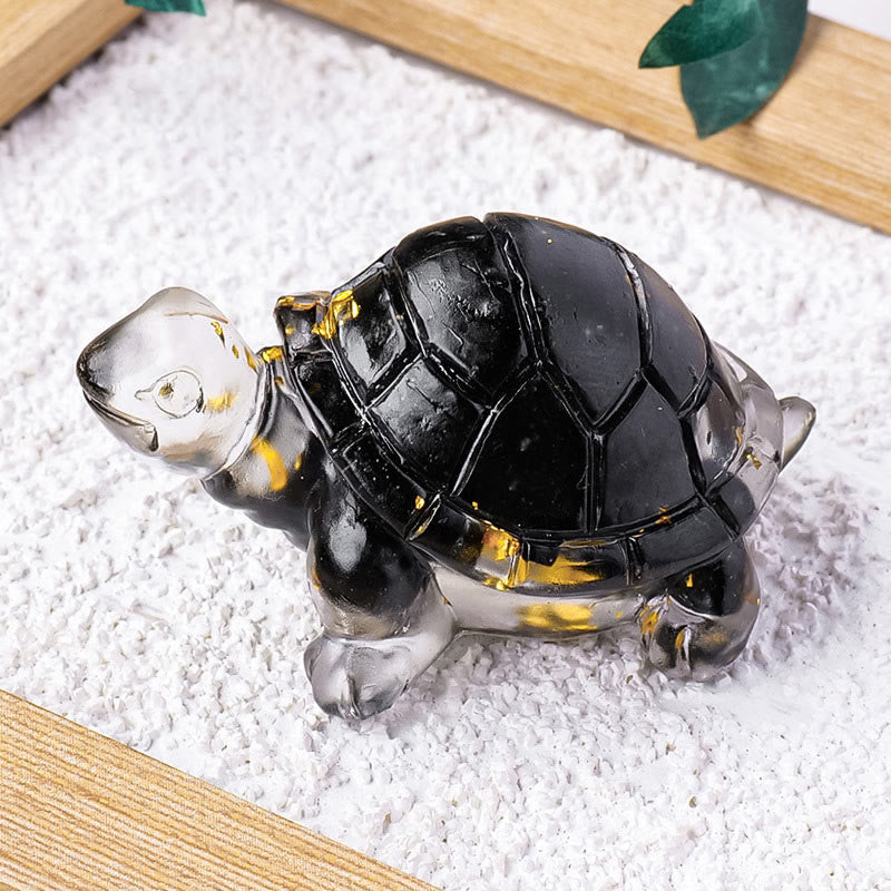 Schildkröte Deko Mini Kristall Schwarzer Turmalin