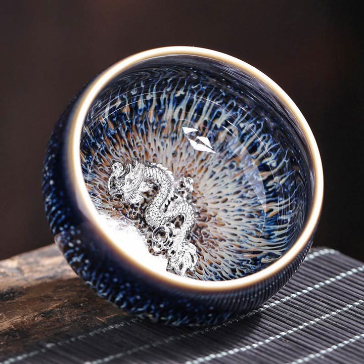 Teetasse Jianzhan Drache Phönix Keramik Glücksdrache