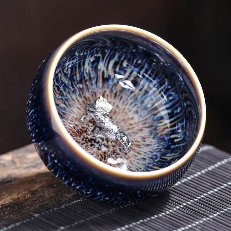 Teetasse Jianzhan Drache Phönix Keramik Tiger