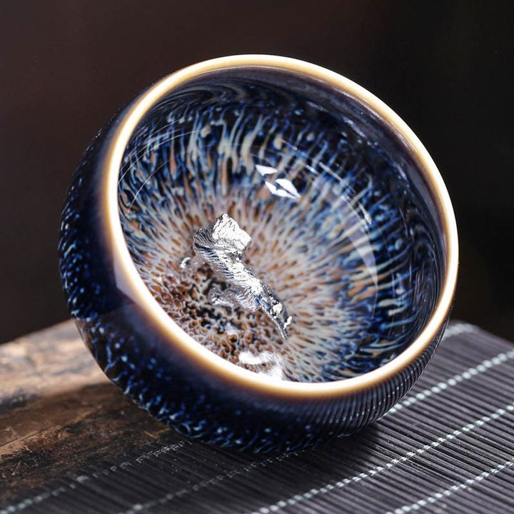 Teetasse Jianzhan Drache Phönix Keramik Tiger