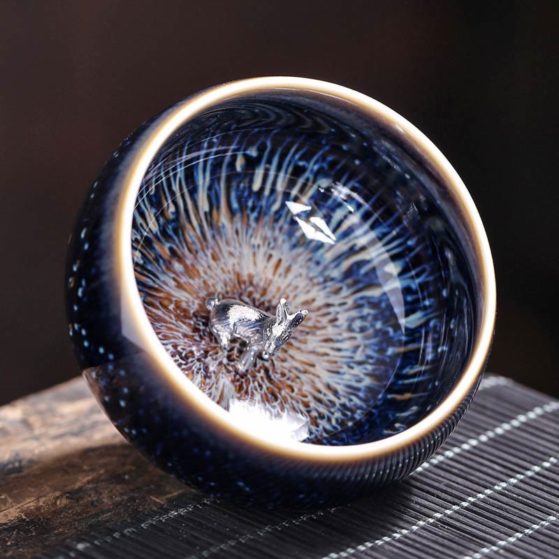 Teetasse Jianzhan Drache Phönix Keramik Hase
