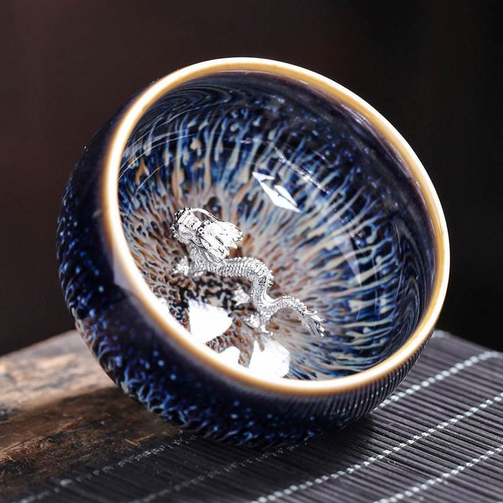 Teetasse Jianzhan Drache Phönix Keramik Drache