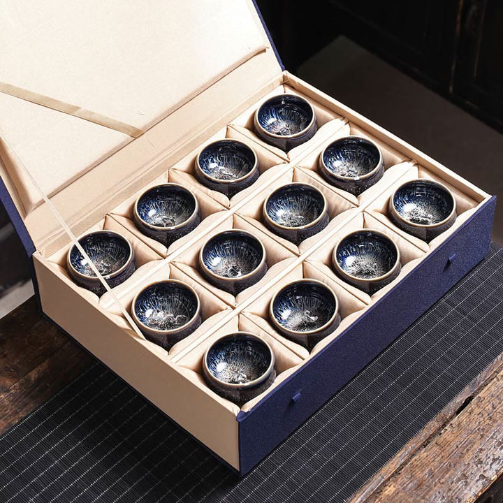 Teetasse Jianzhan Drache Phönix Keramik 12 Sternzeichen Geschenkbox