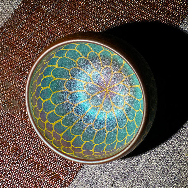 Teetassen Jianzhan Lotusblüte Keramik Blau-Grün Lotus / ohne Geschenkbox