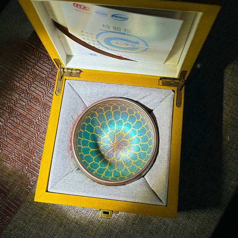 Teetassen Jianzhan Lotusblüte Keramik Blau-Grün Lotus / mit Geschenkbox