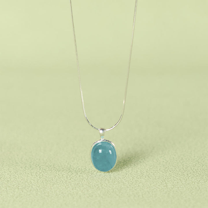 Aquamarin Kette Sterlingsilber Buddha Anhänger blauer Naturstein Heilung