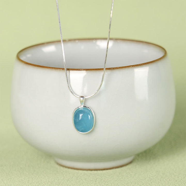 Aquamarin Kette mit Sterlingsilber Buddha Anhänger zur Heilung