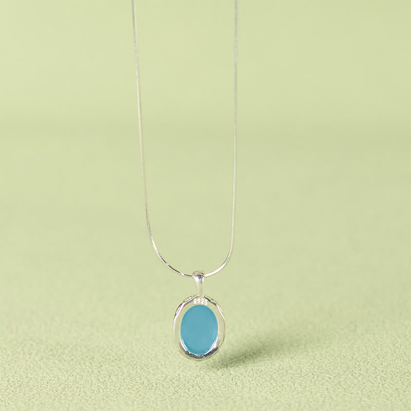 Aquamarin Heilstein Kette Sterlingsilber eleganter Anhänger Naturstein Schmuck