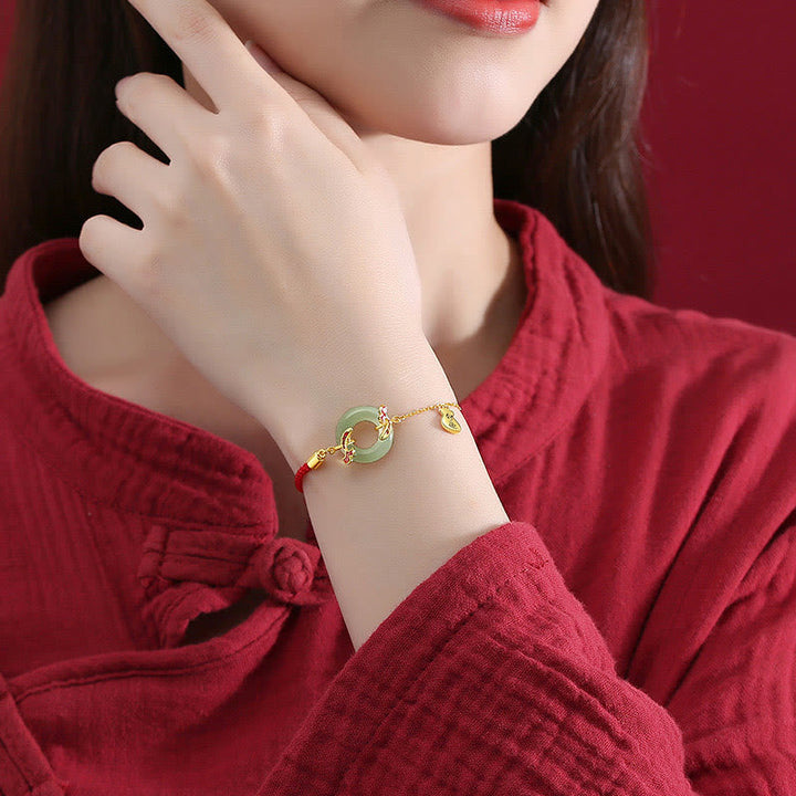 Armband 925 Silber Weiße Jade Koi Fisch Glück Wohlstand Handgelenk getragen.