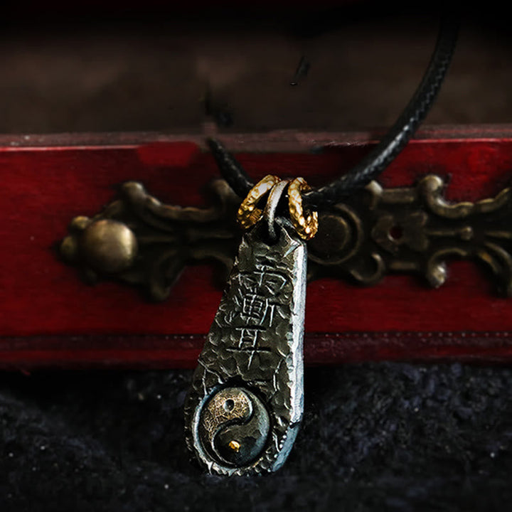 Silber Yin Yang Kette Harmonie Sterlingsilber Anhänger schwarzer Schnur