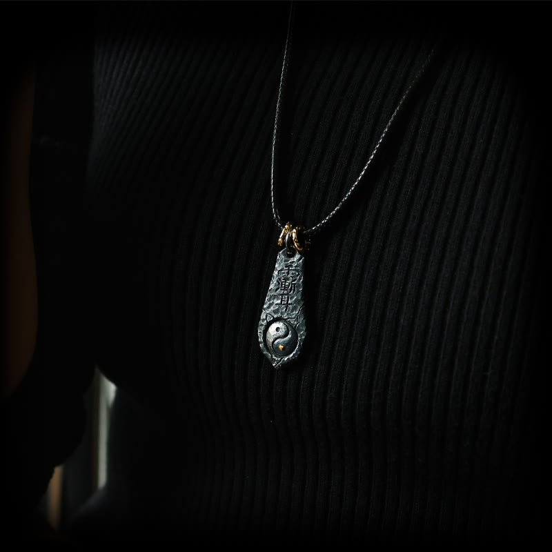 Sterlingsilber Kette mit Yin Yang Harmonie Anhänger graviert