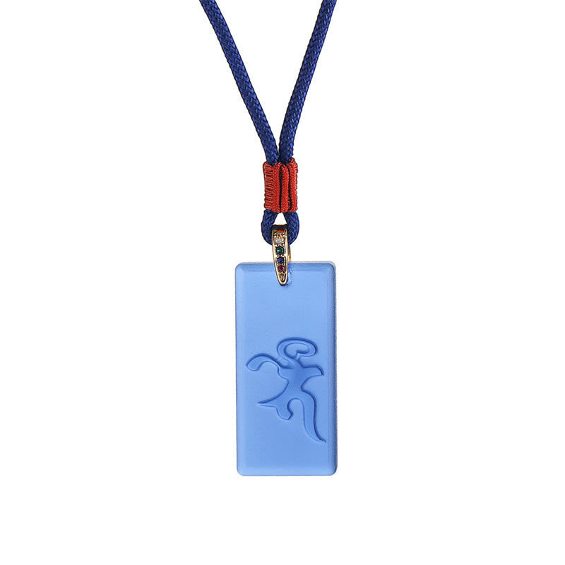 Liuli-Kristall Kette Blauer Anhänger Grüne Tara Tibet Schutz Amulett