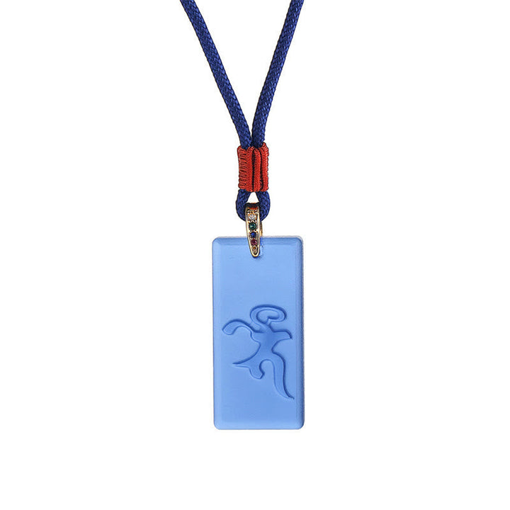 Liuli-Kristall Kette Blauer Anhänger Grüne Tara Tibet Schutz Amulett