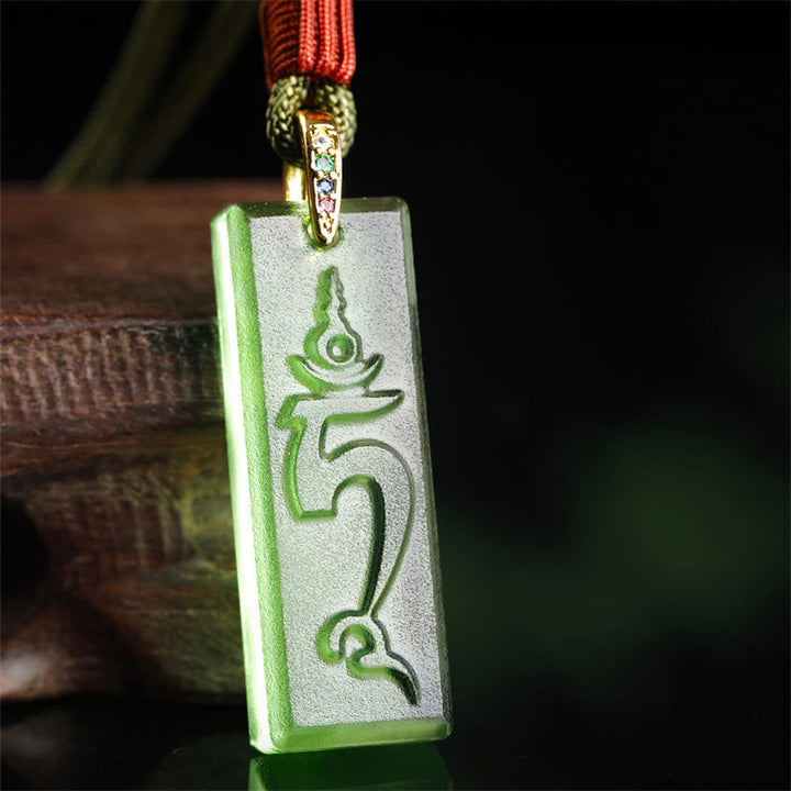 Grüne Liuli-Kristall Kette Grüne Tara Anhänger Tibet Schutz Symbol
