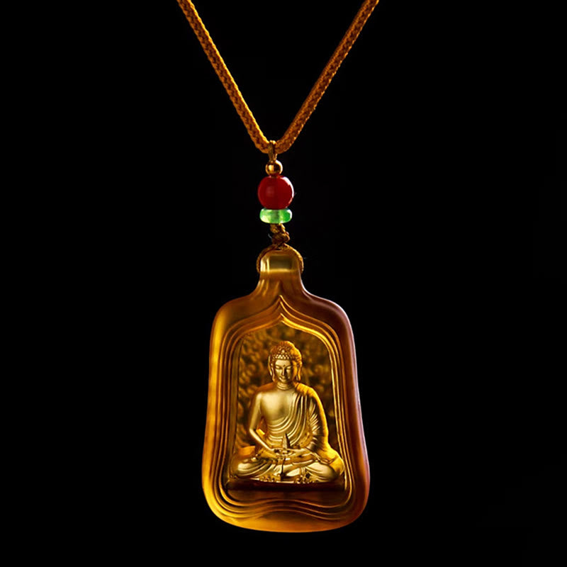 Liuli-Kristall Medizin-Buddha Kette Bernstein Anhänger mit roten Perlen