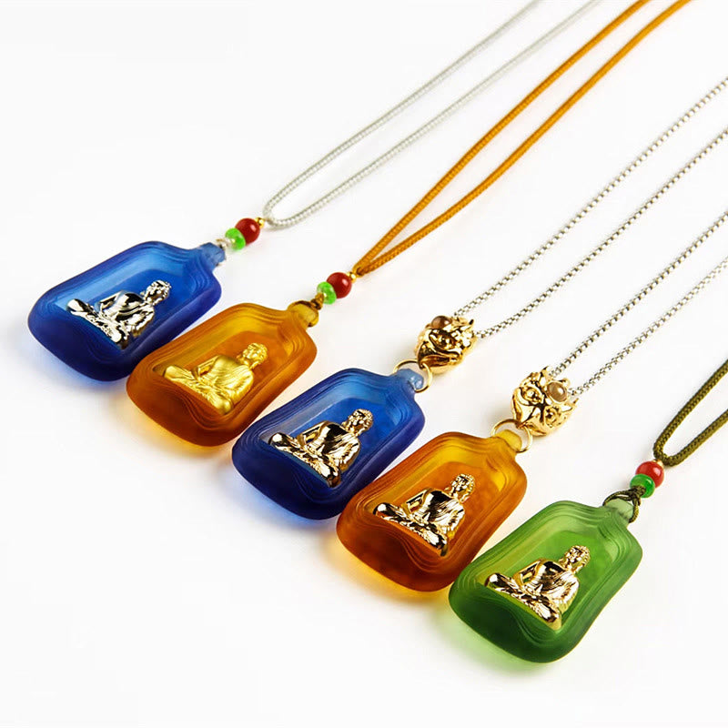 Liuli-Kristall Medizin-Buddha Kette bunte Anhänger mehrfarbig Mitgefühl Halskette