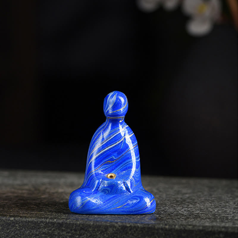 Meditation Buddha Mini Ebenholz Frieden Blau