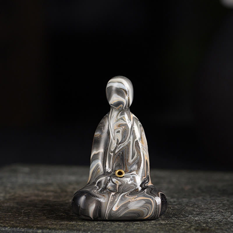 Meditation Buddha Mini Ebenholz Frieden Grau