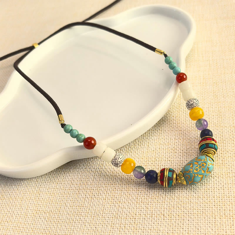 Kette Türkis Buddha-Perlen Handgefertigt Balance Chakra Edelstein Armband