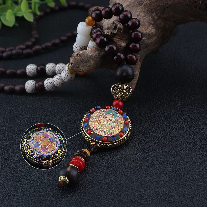 Tibetische Kette Tibetan-Holz mehrfarbige Naturstein Perlen buddhistische Anhänger Schmuck