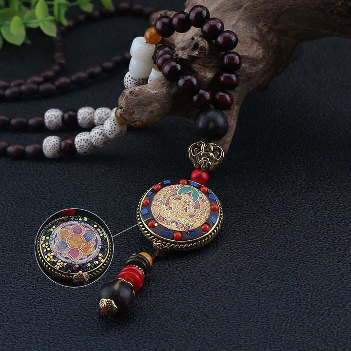 Tibetische Kette Tibetan-Holz mehrfarbige Naturstein Perlen buddhistische Anhänger Schmuck