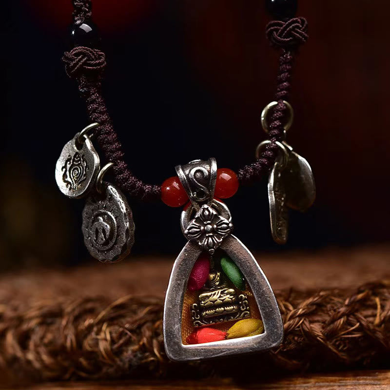 Tibetische Kette Tibetsteine Medizin-Buddha Mitgefühl mit Naturstein Anhängern