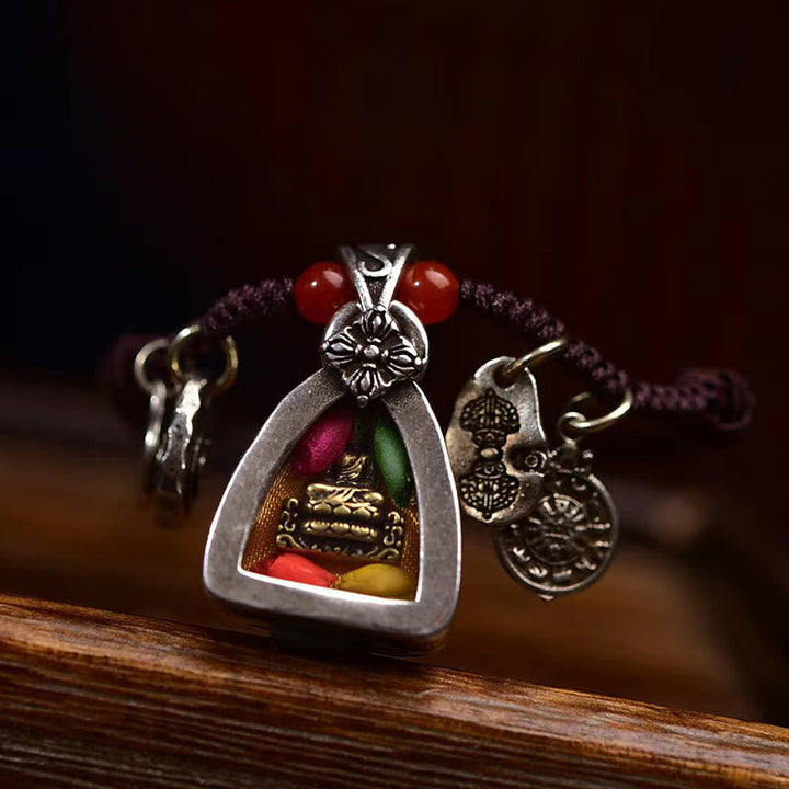 Spirituelle Kette Tibetsteine Medizin-Buddha Anhänger Silber Heilsteine Mitgefühl