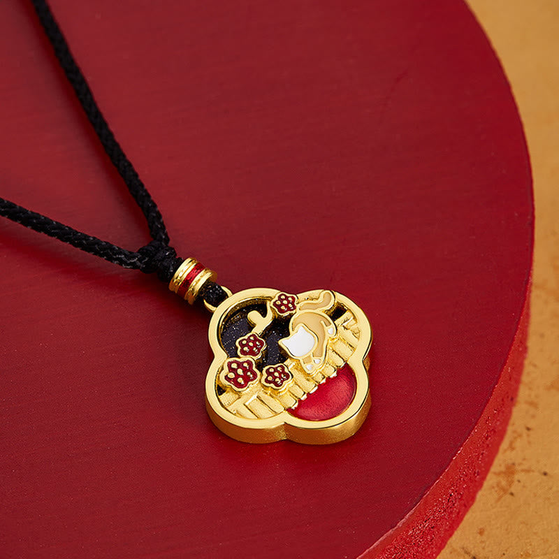 Goldener Ketten-Anhänger Katze Pflaume Sterlingsilber Liebe Charm