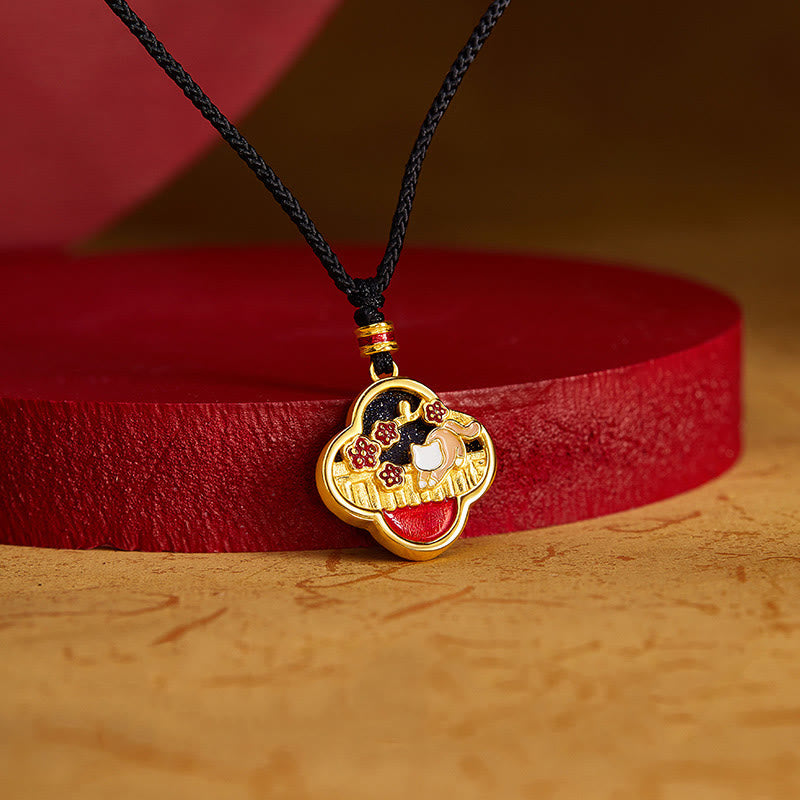 Schwarze Kette mit goldenem Blüten-Anhänger Liebe elegant Schmuck