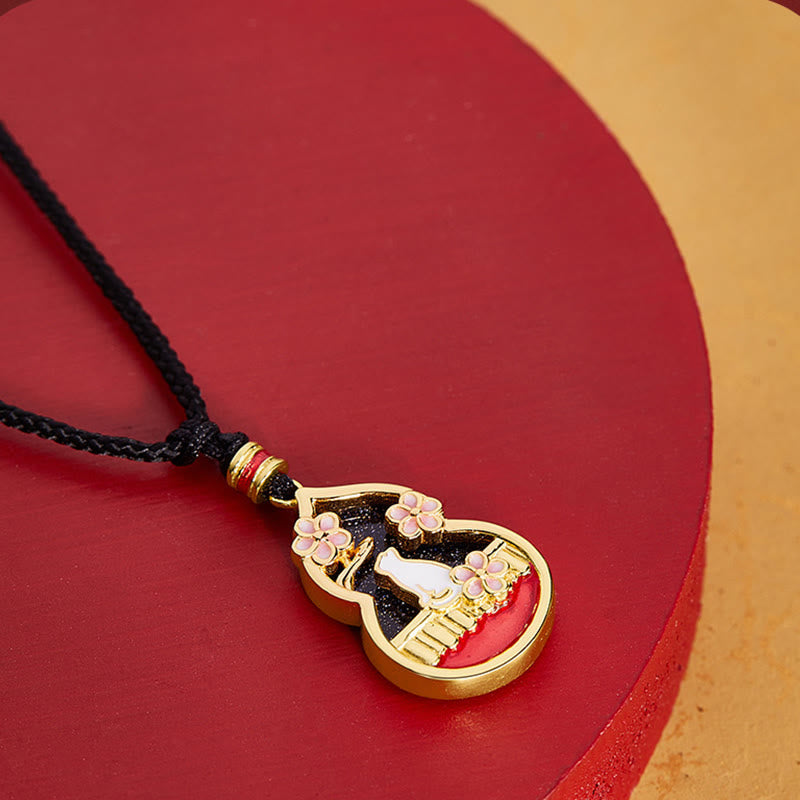 Pfirsichblüte Anhänger Sterlingsilber schwarze Kette Schutz Schmuck