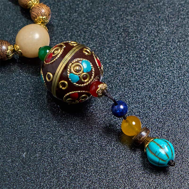 Chakra Kette mit Kokosnussschale Edelstein Anhänger handgefertigt Balance