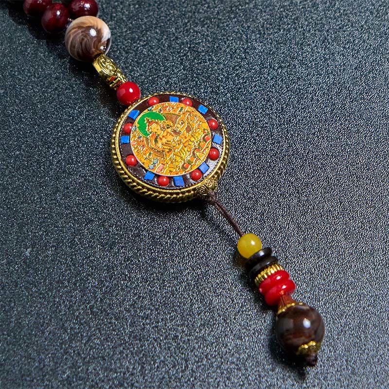 Bunte Tibetische Kette mit Chakra Anhänger Natursteinen Tibetan-Holz