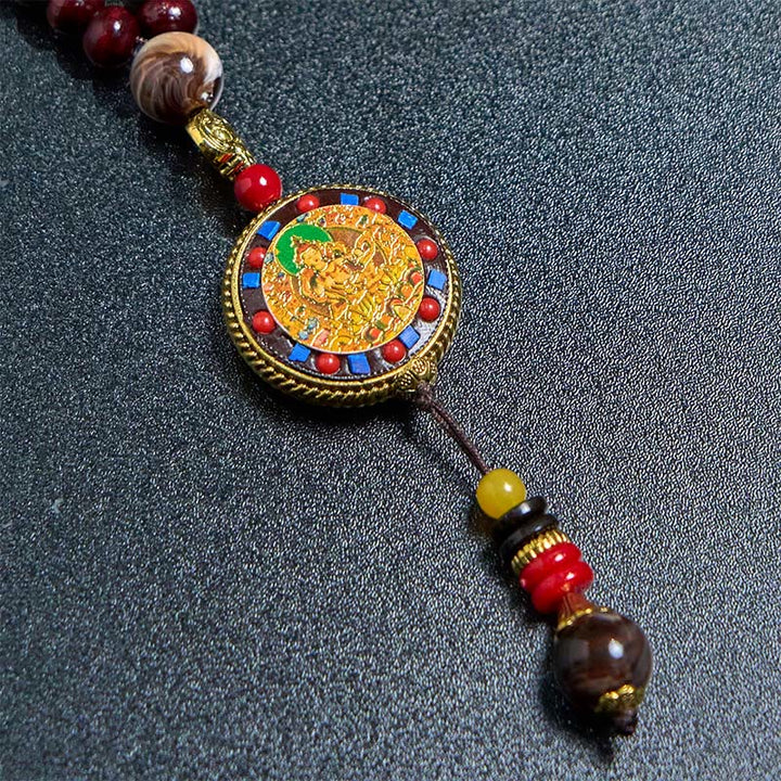 Bunte Tibetische Kette mit Chakra Anhänger Natursteinen Tibetan-Holz