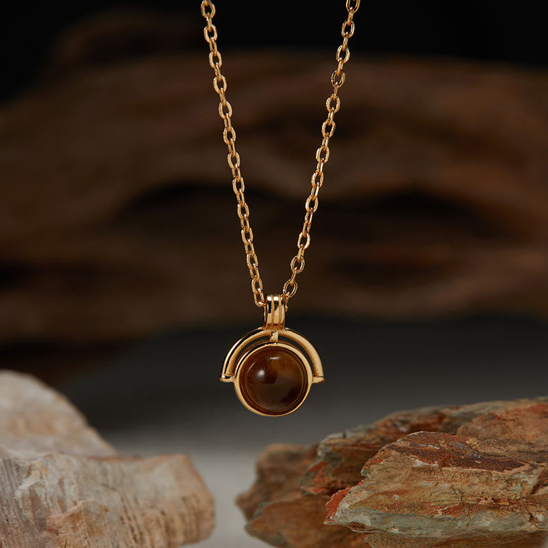 Roter Achat Tigerauge Kette goldvergoldeteter Anhänger Naturstein Schmuck