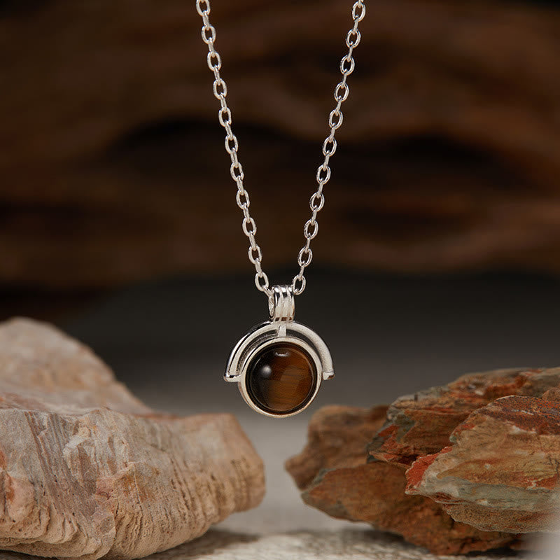 Kette Roter Achat Tigerauge Anhänger Naturstein silbern elegant
