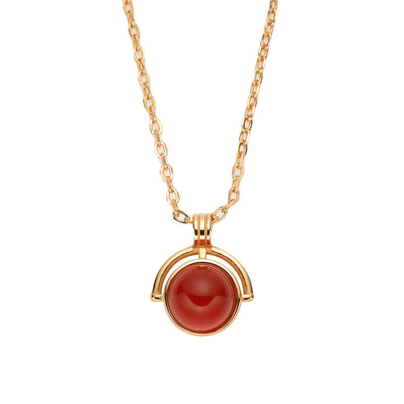 Goldene Kette mit rotem Achat Anhänger eleganter Naturstein