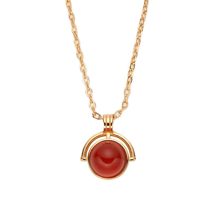 Goldene Kette mit rotem Achat Anhänger eleganter Naturstein