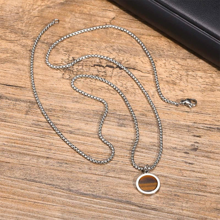 Silberne Kette mit Tigerauge Lapislazuli Malachit Naturstein Anhänger