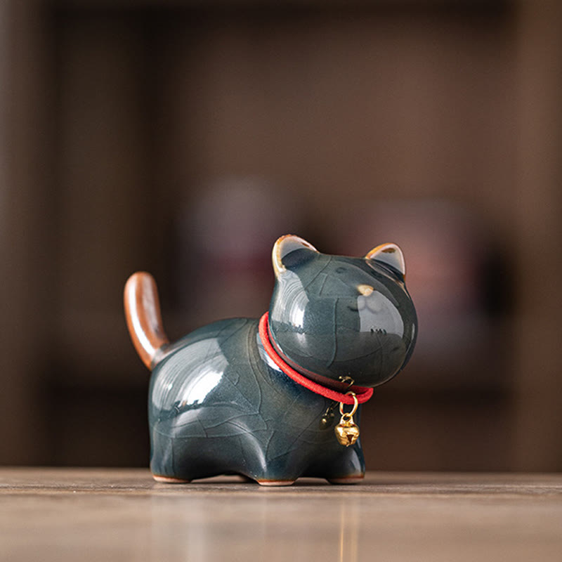 Maneki Neko Keramik Mini Dunkelblau