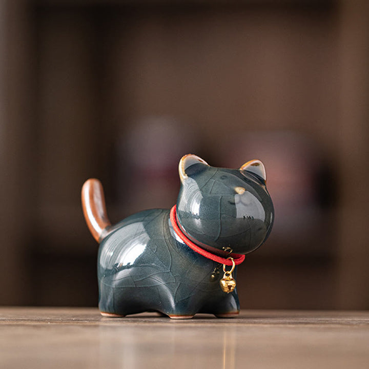 Maneki Neko Keramik Mini Dunkelblau