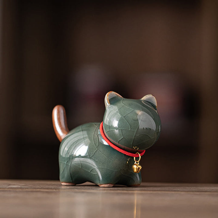 Maneki Neko Keramik Mini Grün