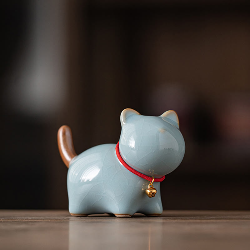 Maneki Neko Keramik Mini Blau