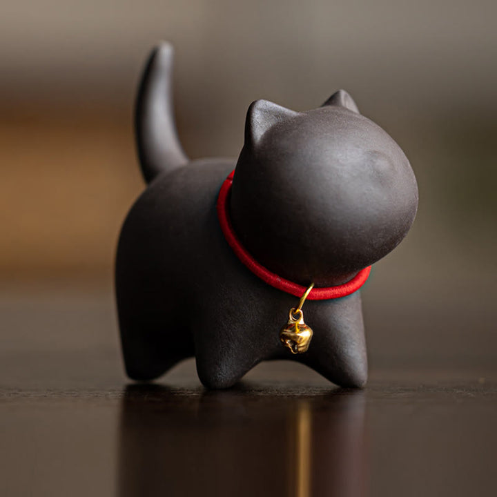 Figur Katze Lila Ton Tee Deko Schwarze Katze