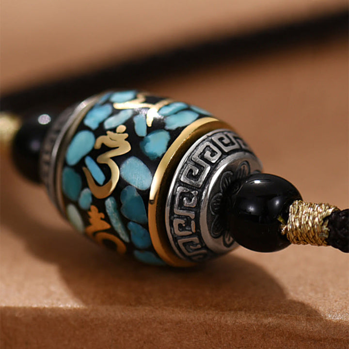 Türkis Dzi Anhänger Tibet Kette Schutz Naturstein Drehbar elegant