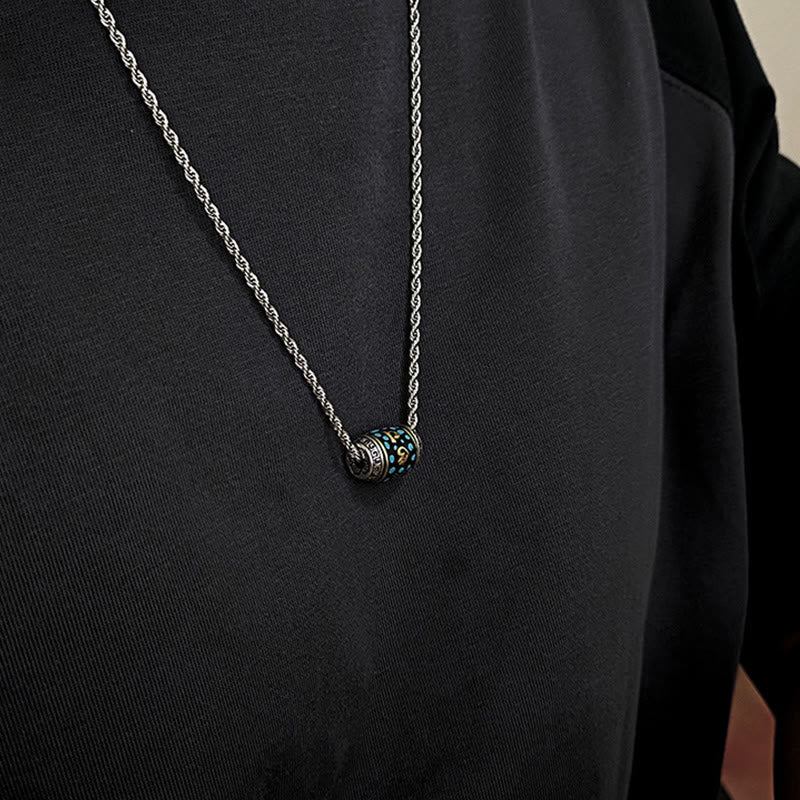 Silber Tibet Dzi Drehbar Anhänger Kette Schutz am Hals getragen