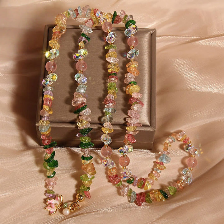 Bunte Edelstein Ketten Rosenquarz Amethyst grüne Perlen Balance Schmuck