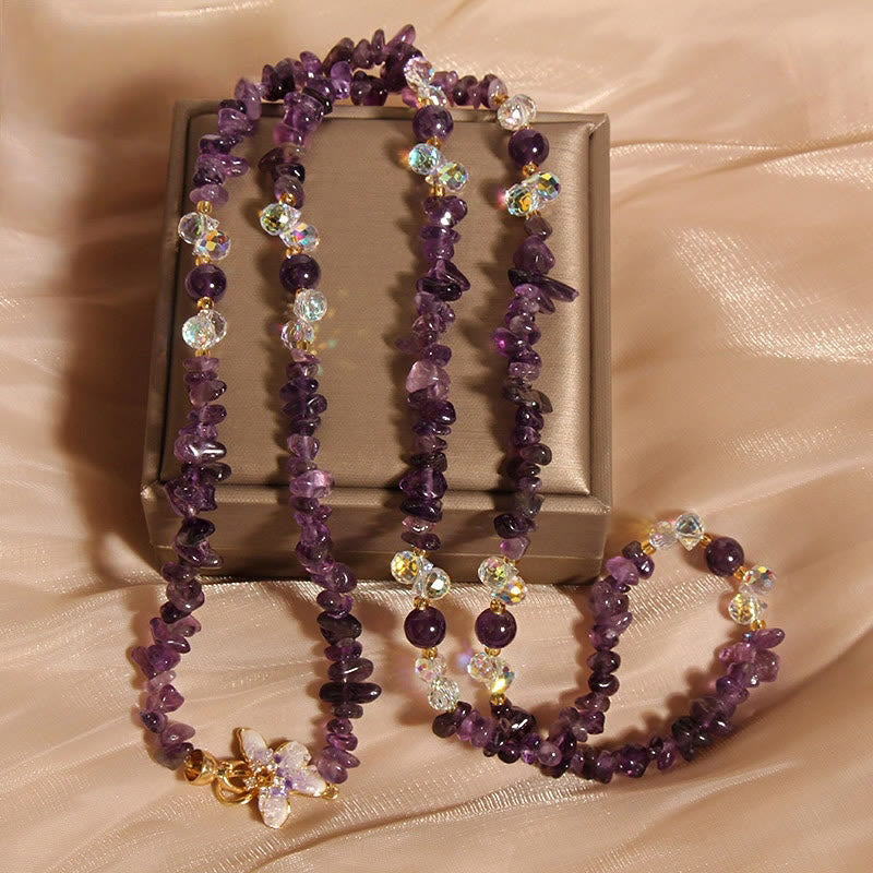 Amethyst Armbänder mit Kristallperlen Blume Design elegant arrangiert