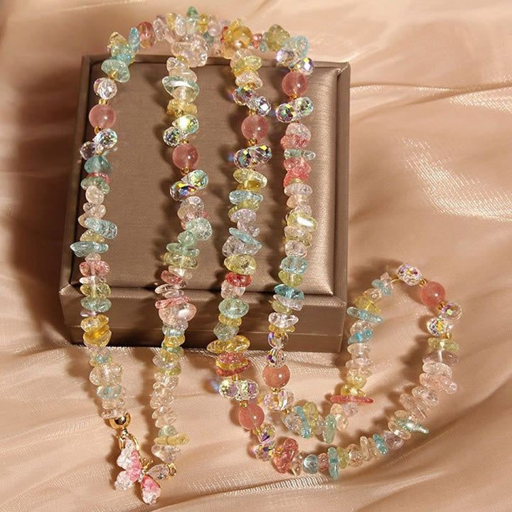 Bunte Kette Amethyst Rosenquarz Edelstein Schmuck Armband Naturstein