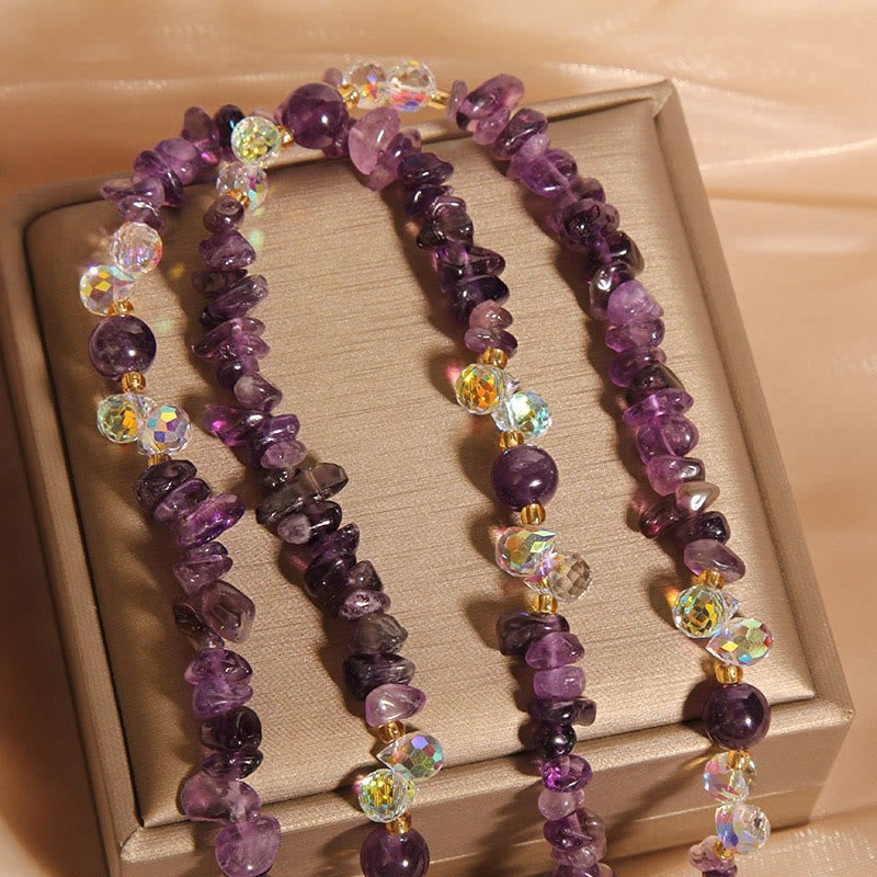 Amethyst Rosenquarz Kette Armband Naturstein Schmuck Chakra Balance Blume