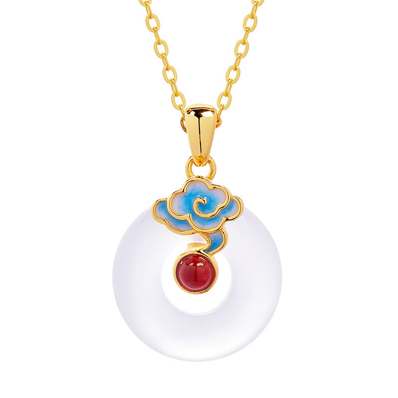 Weiße Jade Anhänger Kette Chalcedon goldfarben Buddha-Frieden Harmonie